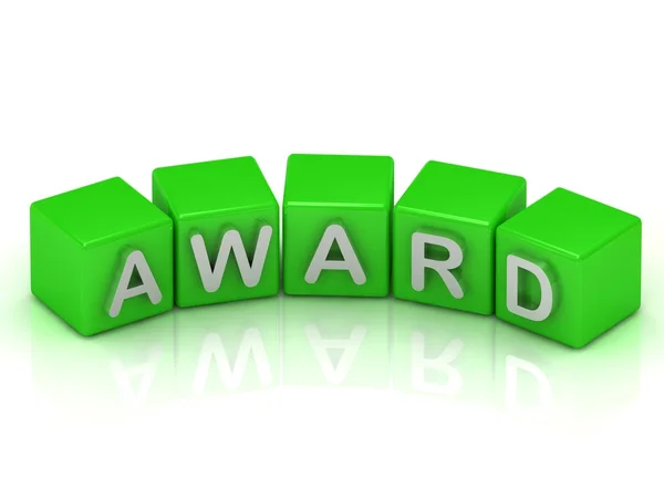 Award of text in green cubes — Stock Photo, Image