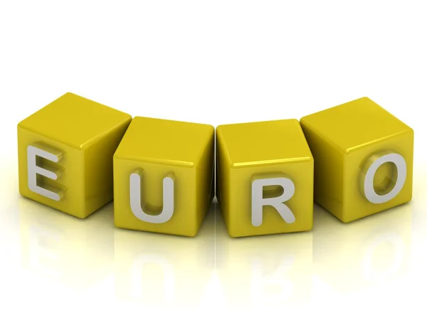 Euron text på en guld-kuber — Stockfoto