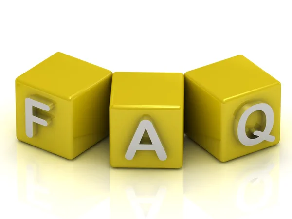 FAQ text on gold cubes — Stock Photo, Image
