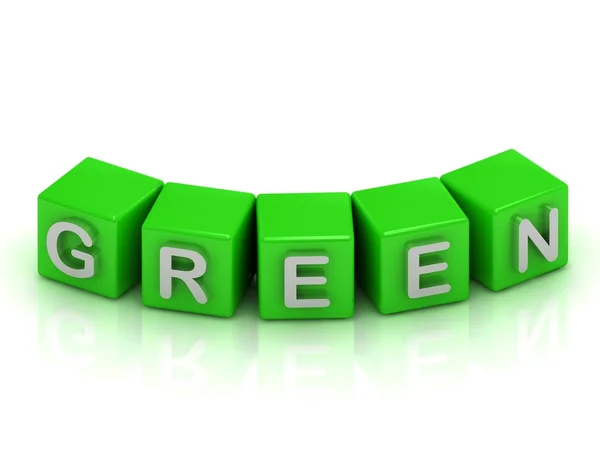 Zöld zöld kockák szöveg — Stock Fotó
