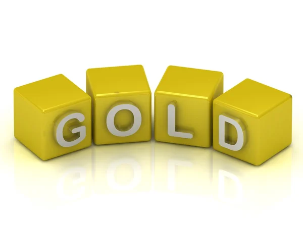 Ezüst szöveget egy arany kocka — Stock Fotó