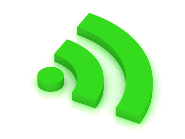 Rss πράσινο σύμβολο που απομονώνονται σε λευκό — Φωτογραφία Αρχείου