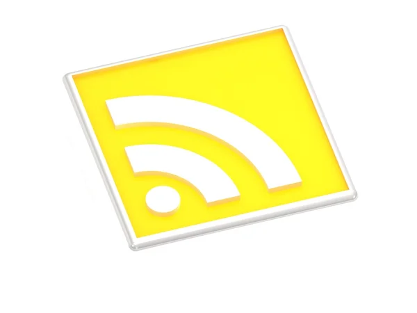 Gelbes RSS-Symbol isoliert auf weiß — Stockfoto