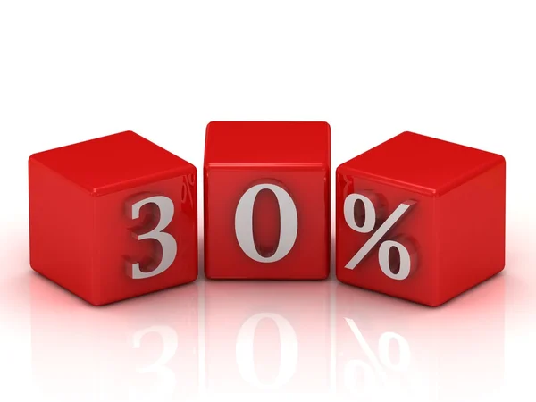 3D-rode kubussen dertig procent — Stockfoto