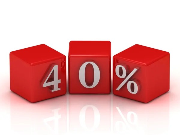40% em cubos vermelhos — Fotografia de Stock