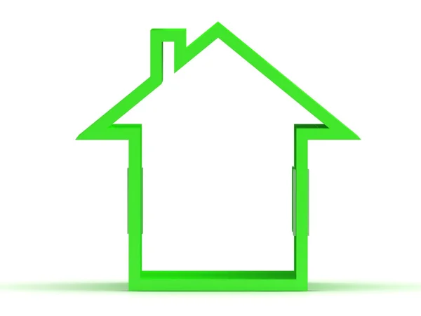 绿房子图标与窗口的 3d 呈现器 — 图库照片