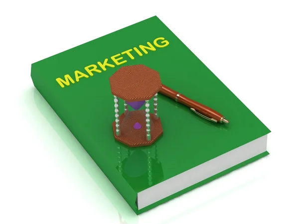 Sandglass lila homok és könyv Marketing — Stock Fotó