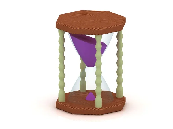 Песочные часы с фиолетовым песком и колоннами из слоновой кости . — стоковое фото
