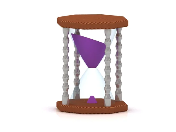 Песочные часы с фиолетовым песком — стоковое фото