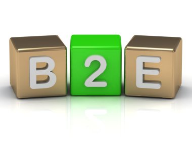 B2E Business to Employee symbol on gold and green cubes clipart