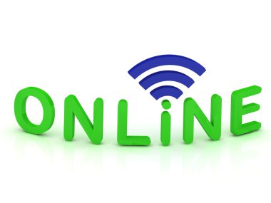 Online sinyal işareti yeşil harflerle