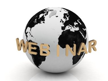 Gold Webinar, abstraction of the inscription around the earth clipart