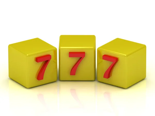 Suerte número siete en los cubos amarillos —  Fotos de Stock