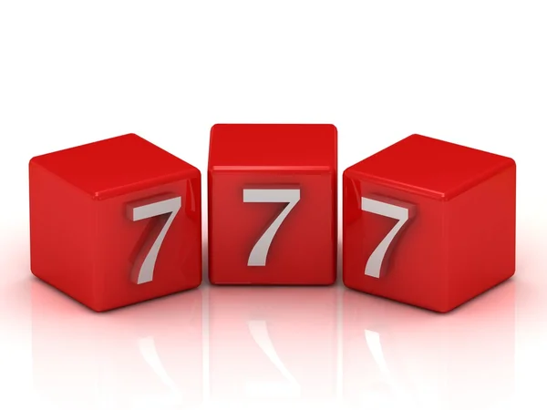 777 número en los cubos rojos aislados —  Fotos de Stock