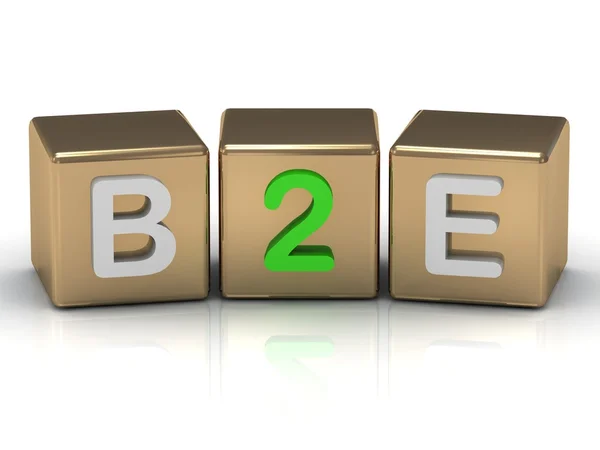 B2E bedrijf aan werknemer symbool op gouden kubussen — Stockfoto