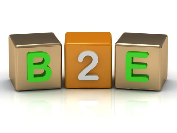 stock image B2E Business to Employee symbol on gold and orange cubes