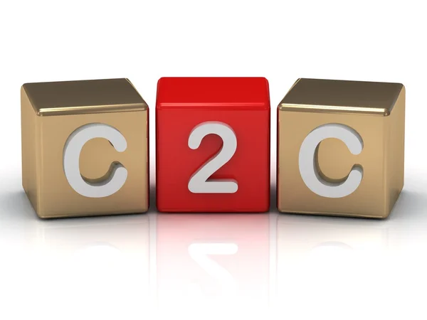 C2C aan cliënt symbool op goud en rode kubussen — Stockfoto