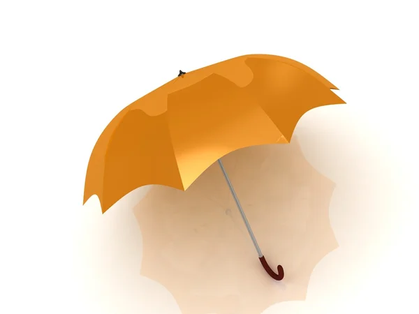 Помаранчева парасолька з дерев'яною ручкою — стокове фото