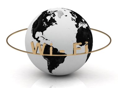 Wi Fi inscription in gold letters clipart
