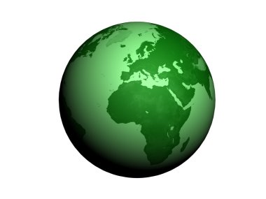 Green Earth globe 3d render clipart