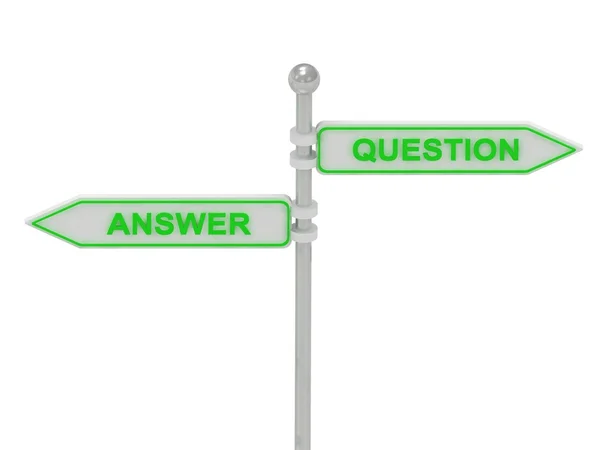 Panneaux verts "REPONSE" et "QUESTION" " — Photo