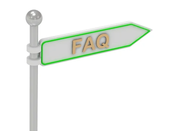 3d rendering of sign with gold "FAQ" — Stock Photo, Image
