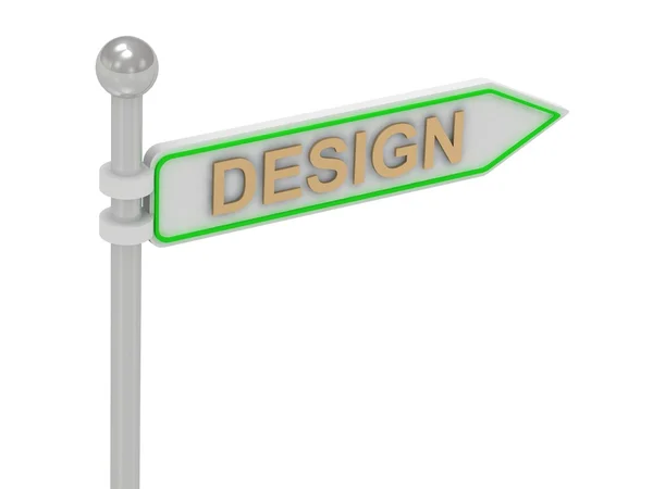 3d rendering of sign with gold "DESIGN" — Stock Photo, Image