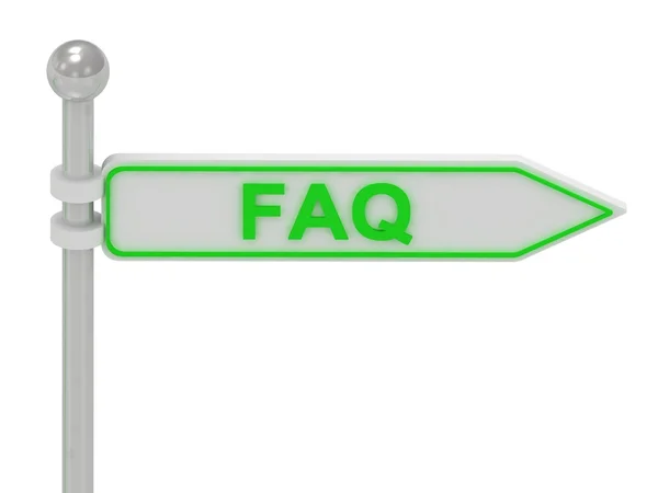 3d rendering of sign with green "FAQ" — Stock Photo, Image