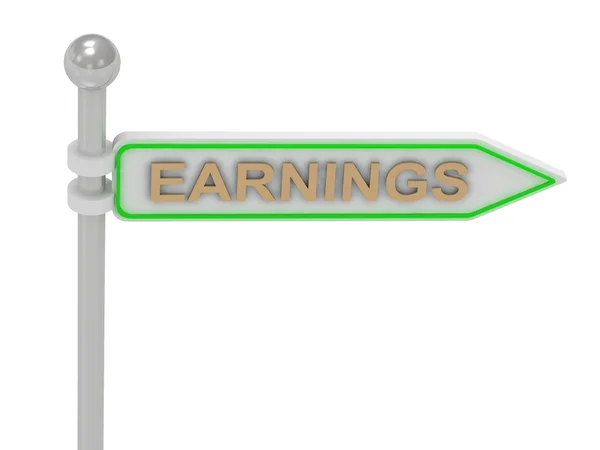 3d rendering of sign with gold "EARNINGS" — Stock Photo, Image