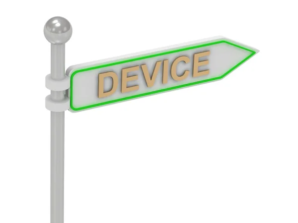 3d rendering of sign with gold "DEVICE" — Stock Photo, Image