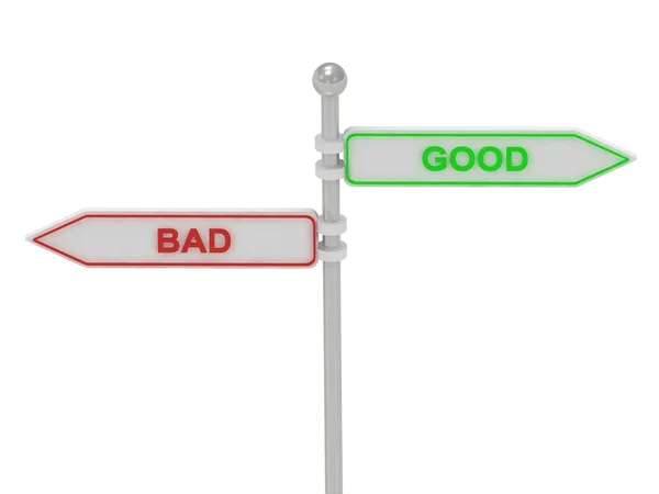 Tegn med rødt "BAD" og grønt "GOOD " – stockfoto