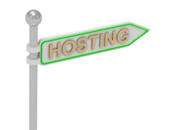 3d rendering of sign with gold "HOSTING" — Stock Photo, Image