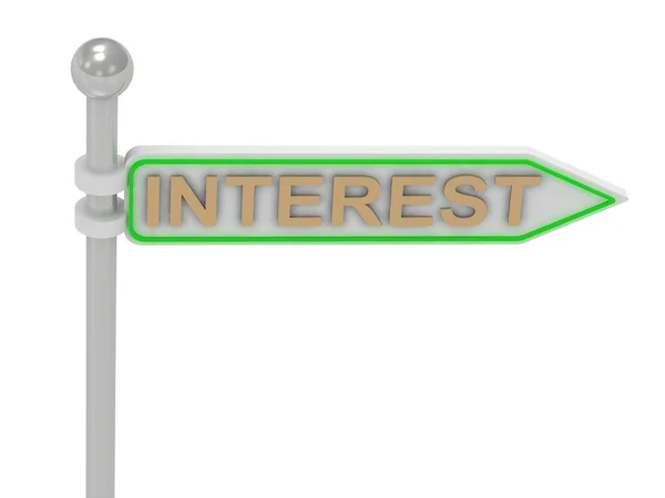 3D візуалізація знака з золотом "INTEREST " — стокове фото