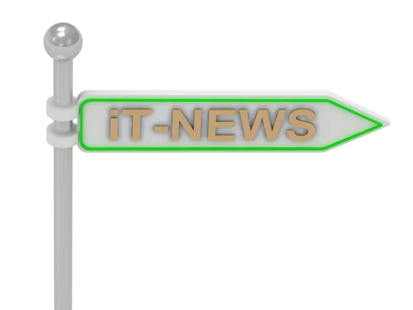 3D-rendering van teken met goud "it-nieuws" — Stockfoto