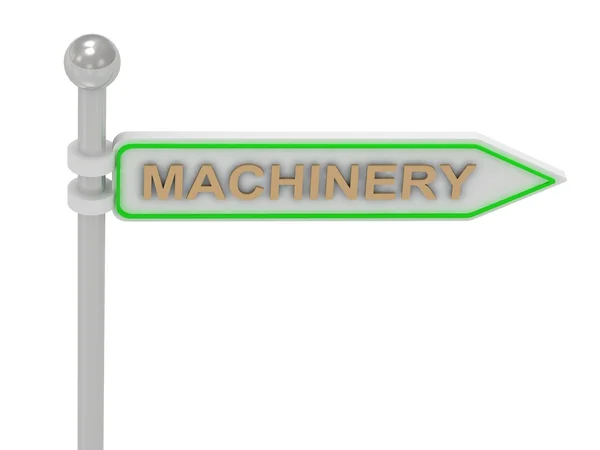3d rendering of sign with gold "MACHINERY" — Stock Photo, Image