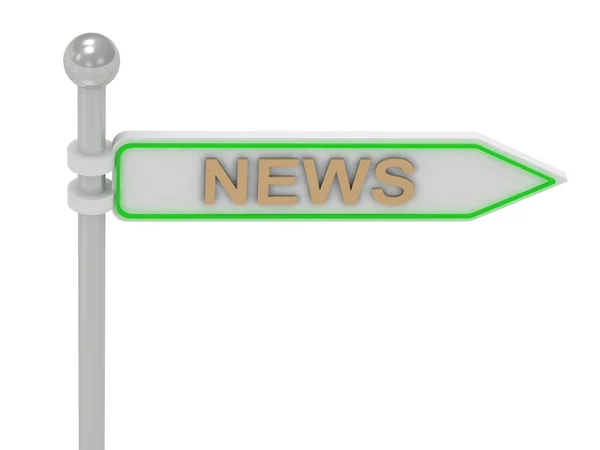 3d rendering of sign with gold "NEWS" — Stock Photo, Image