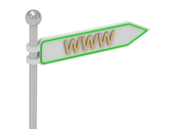3d rendering of sign with gold "WWW" — Stock Photo, Image