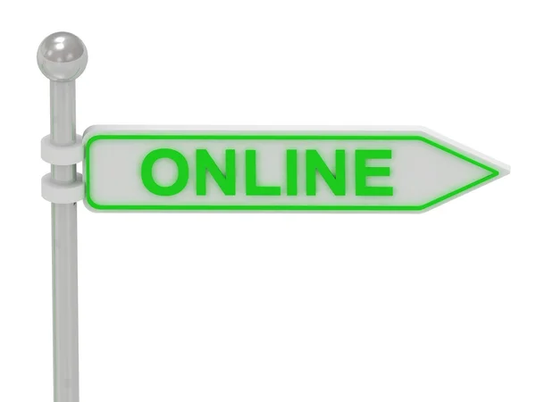 3d representación de signo con verde "Online " —  Fotos de Stock