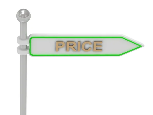 3d rendering of sign with gold "PRICE" — Stock Photo, Image