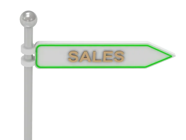 3d rendering of sign with gold "SALES" — Stock Photo, Image