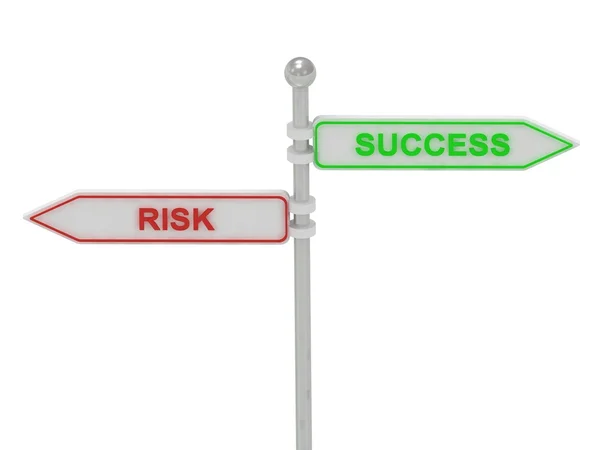 Işaretleri kırmızı "risk" ve yeşil "başarı ile" — Stok fotoğraf