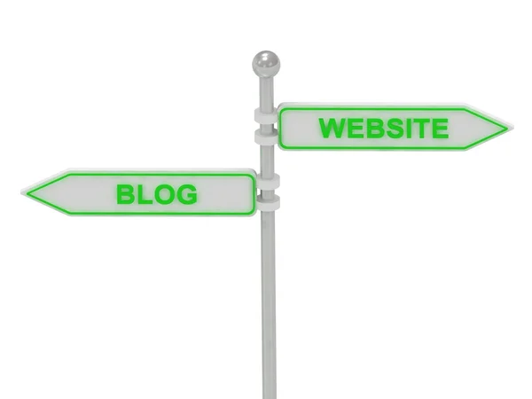 Signs with green "BLOG" and "WEBSITE" — Stock Photo, Image