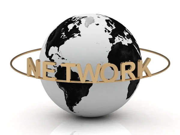 Gold NETWORK and gold ring — Stock Photo, Image