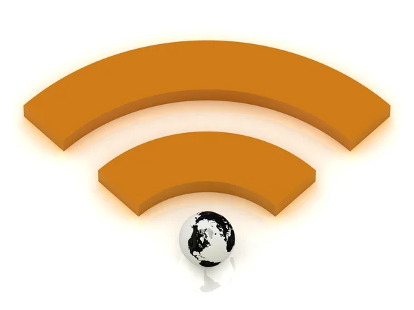 RSS-orange symbol och halvklotet av planetjorden — Stockfoto