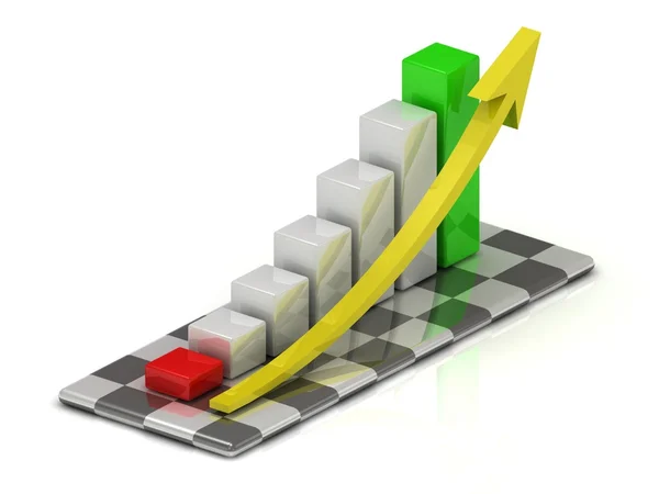 Business graph with color bars at the beginning and end — Stock Photo, Image