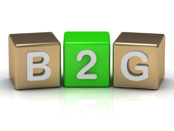 B2G business-to-government symbol on gold and green cubes — Stock Photo, Image