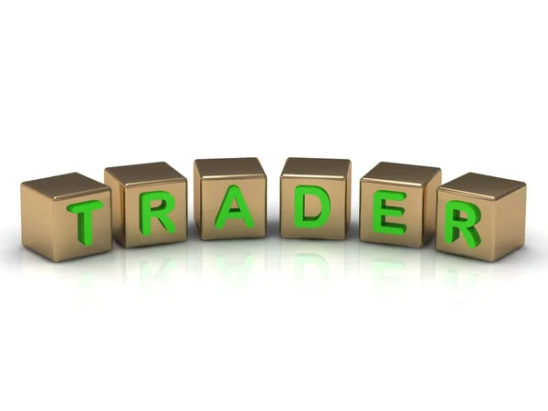 Trader on the gold cubes — Stock Photo, Image