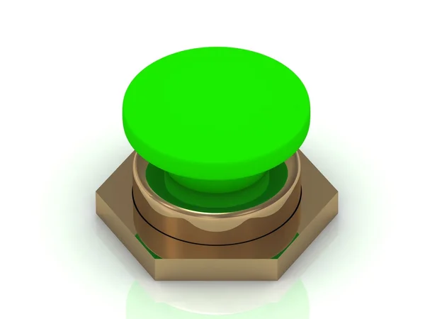 Yeşil düğmeye izole — Stok fotoğraf