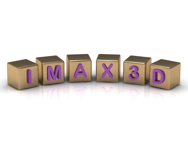 IMAX 3D on gold cubes — Stock Photo, Image