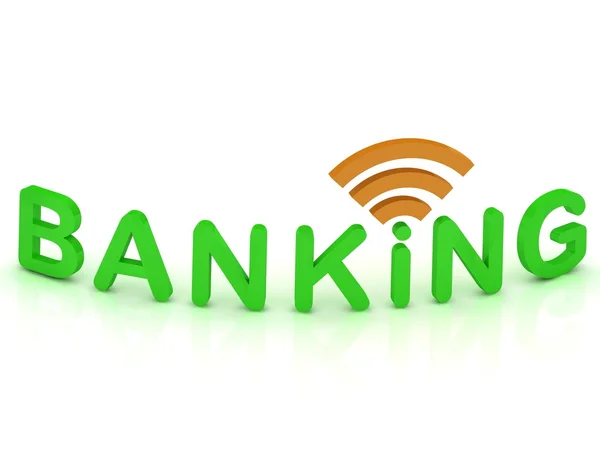 Señal de señal bancaria con letras verdes — Foto de Stock